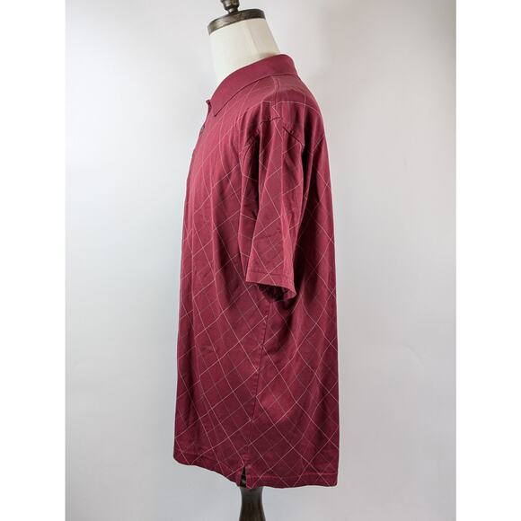 Jos A Bank Leadbetter Golf Mens XL Polo Shirt Maroon Red Argyle Heavy Athletic - Picture 2 of 9
